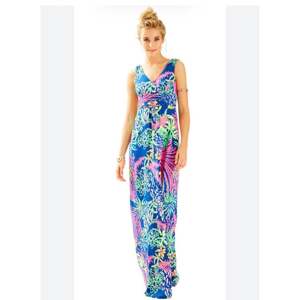 Lilly Pulitzer Blue and Pink Maxi Dress